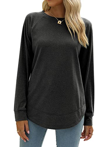 Zupell Oversized Sweatshirts For Women Loose Fit Crewneck Vintage Tops Long Sleevecharcoal Grey Xxl #TOP1