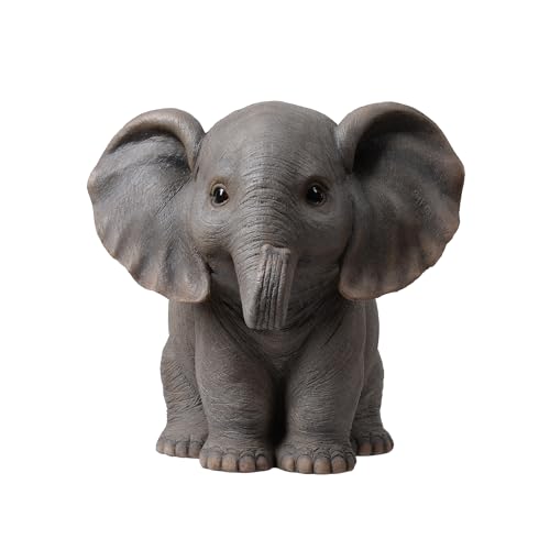Estatua de Elefante Bebé Sentado con Trompa Hacia Arriba miniatura 2