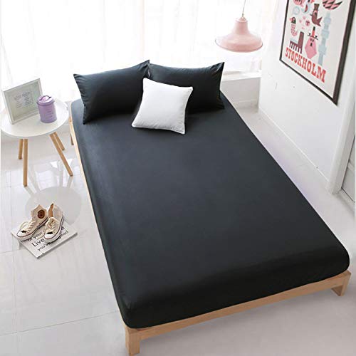 LOOMS & LEAVES 100% SOFT BRUSHED COTTON THERMAL FLANNELETTE FITTED SHEETS, PILLOW CASE SET IN (BLACK, KING) โ image 1