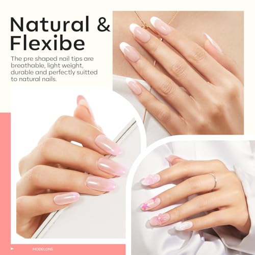 Modelones Gel Nail Kit Medium Oval Gel Nail Tips, 9-in-One Nail Glue with Portable U V Nail Lamp, 216Pcs 12Sizes Press On Acrylic False Nails Tip Nail Extension DIY Nails Art Gift for Women - Image 3