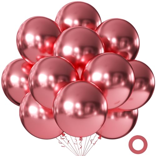 Image of KALOR 18 Inch Metallic Red Large Latex Round Balloons 30-Pack