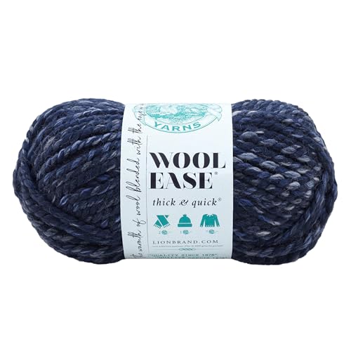 Image of Lion Brand Yarn Wool-Ease Thick & Quick Yarn, Soft and Bulky Yarn for Knitting, Crocheting, and Crafting, 1 Skein, River Run | Super Bulky Wool Acrylic Blend Fiber for Soft Hats, Sweaters, Chunky Blankets, Yarn for Crochet, Knitting, Crafts, Weaving
