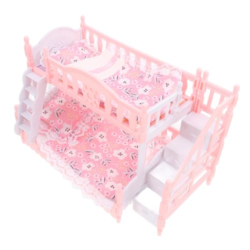 HEALSOPTHY 1 Satz Puppenhaus Möbel Set Doppelbett mit Bettwäsche für Puppen für Kreatives im Puppenzimmer Hochwertige und Stoffmaterialien