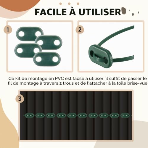 Sinmoe 50 Ensemble Kit de Fixation pour Brise-Vue, Vert – vue 4