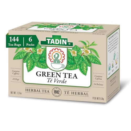 Tadin Green Tea, Herbal Tea, Green Tea Bags, Caffeinated Tea, Tea Bags Individually Wrapped, 24 Tea Bags, Pack of 6