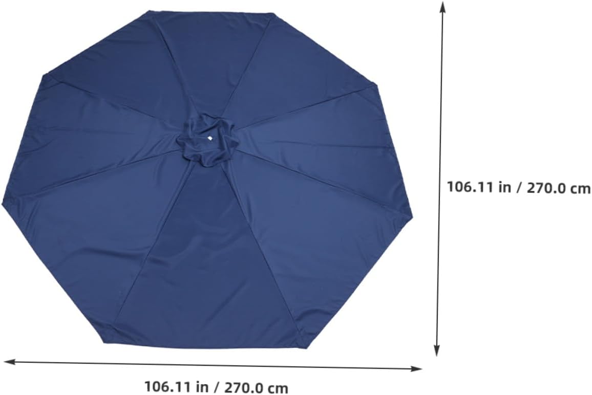 Replacement Canopy Umbrella Fabric for Patio Umbrella 2.7m 8-rib Canopy Supply Rainproof and UV Protective Polyester Cloth Navy Blue