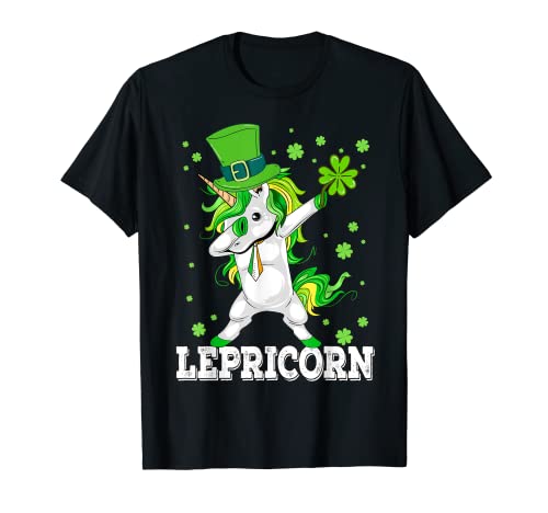 Dabbing Unicorn, Cute St Patricks Lepricorn Family Apparel T-Shirt