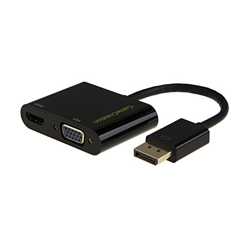 DisplayPort to HDMI VGA Adapter, 2-in-1 (Two-in-One) DP to HDMI VGA Converter, Support 3D/4K via HDMI, Compatible DisplayPort Enabled Devices, Black