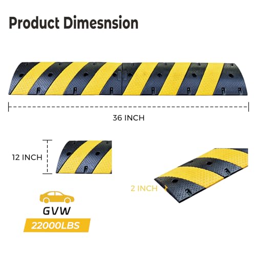 Image of BESEA 36 inch Rubber Speed Bumps for Driveway 2 Pack, Portable Heavy Duty
