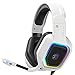 ZIUMIER Z30 Gaming Headset für PS5,PS4, PC, Xbox One, Buntes RGB Licht, Gamer Kopfhörer mit Mikrofon, 50MM Treiber Bass Surround Sound, Weiß