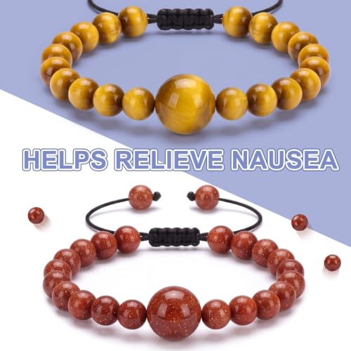 Image of Sureio 6 Pcs Motion Sickness Bracelets Cruise Essentials Adjustable Anti Nausea Wristband for Adults Car Sea Air Sickness Relief