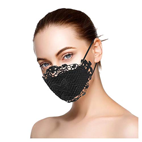 5Pcs Lace Face_Masks Washable Reusables Cloth Fabric For Women,Adult Oudoor Dustproof Face Covering Protection Fashion Balaclava #TOP3