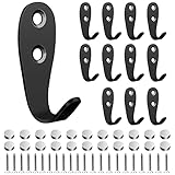 Sinofort 11 Piezas Ganchos para Colgar Ropa Percha Pared Gancho Perchero Perchas pared Con 22 Tornillos y Tapa Decorativa Para Ropa Bufandas Bolsos (Negro)