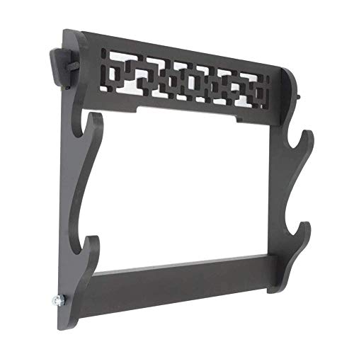 Zerobegin Schwerthalter Wandhalterung Samurai-Schwert Aufmä Katana Wakizashi Tanto Wandhalter Holzrahmengestell, Schwarz,2 Tier Cover