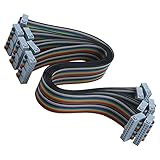Antrader 30CM 20-Pin IDC Connector Flat Rainbow Ribbon Cable with Black 2.54mm FC Dual Row Female to Female Sockets, 6 Pieces