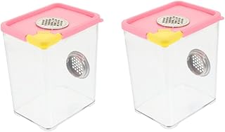 Ipetboom Caixa De Alimentação Transparente Para Animais De Estimação 2 Peças Vidro Transparente Tanque De Caracol Aranha Saltadora Habitat De Répteis Gaiola De Transporte De Répteis