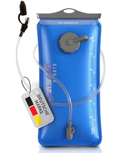 SASMO® Trinkblase 3l mit 2 Öffnungen | materialverstärkte,reißfeste Wasserblase 3l | Trinkblase 3 Liter mit Trinkschlauch, extralang - 100cm | für Wandern & Outdoorsport