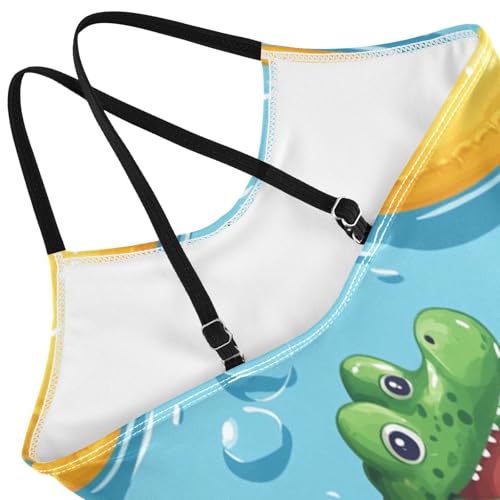 Pigsaly Girls One Piece Swimsuits Crocodile Ducks Kids Cross Back Swimwear Toddler Beach Sport Bathing Suit 3T4
