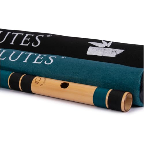 Image of Radhe Flutes Bamboo Bansuri C Sharp Right Handed Middle Octave (18 inch) With Hard Cover (Beige Flute With Black & Dark Green Threads)