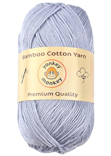 Image of 10-Pack of Yonkey Monkey 500 Grams Yarn - 70% Rayon derived from Bamboo, 30% Cotton - Imported - White Gray 9006