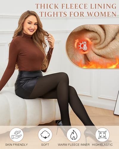 YSense 2 Pairs Fleece Lined Tights Women Fake Translucent Leggings High Waist Warm Thermal Pantyhose for Winter4