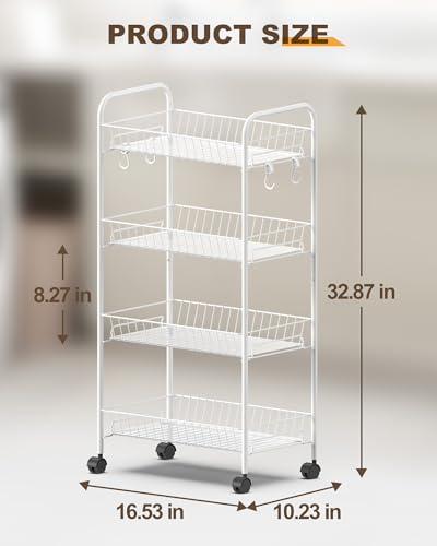 Image of Mythinglogic 4-Tier Rolling Utility Cart with Removable Wire Baskets