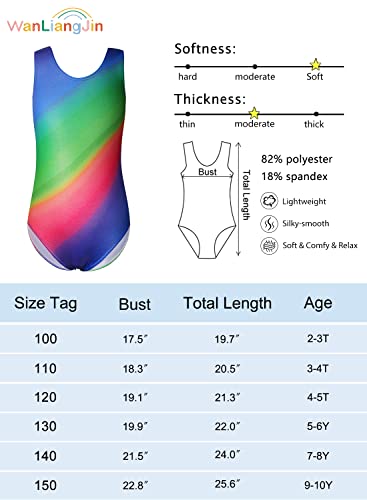 Wanliangjin Gymnastics Leotards For Little Girls Size 7-8 7/8 6-8 Years Kids One Piece Unitards Sports Fitness Tight Bodysuits Tank Tumbing Class Sparkly Teal Blue Rainbow Dancewear #TOP5