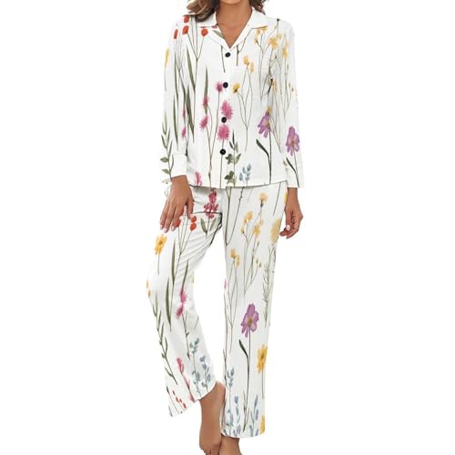 Pyjama femme 2 pièces imprimé country floral vêtement de nuit