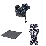 Aprica(アップリカ) チャイルドシート ISOFIX固定 フラディアプラスライト回転式 R129適合 (ライトネイビー) 【2023年モデル】+チャイルドシートオプション シート保護マット 純正 (ヘザードブラック) +チャイルドシートオプション さっと洗える さらっとマット ベビーカー、チャイルドシート、ハイローチェア対応 (マリンアンカー NV) 【セット買い】