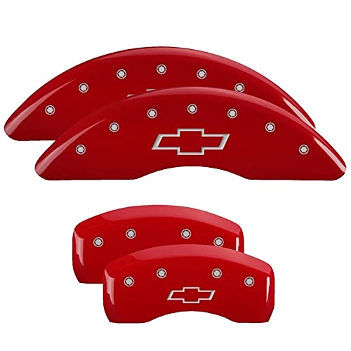 Image of MGP Caliper Covers 14250SBOWRD Fits 2018-2019 Chevrolet Traverse Red Brake Covers, Set of 4