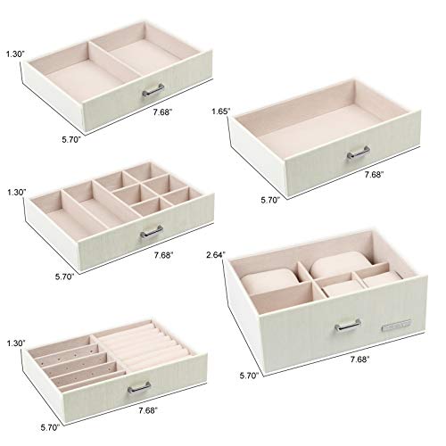 Homde 2 In 1 Huge Jewelry Box/Organizer/Case Faux Leather With Small Travel Case, Gift For Girls Or Women (White Wood Grain) #TOP4