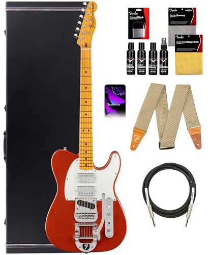 Fender Stories Collection Mike Campbell Red Dog Telecaster - Red Dog Red Bundle with Case, Strap, Instrument Cable, and Guitar Cleaning Kit