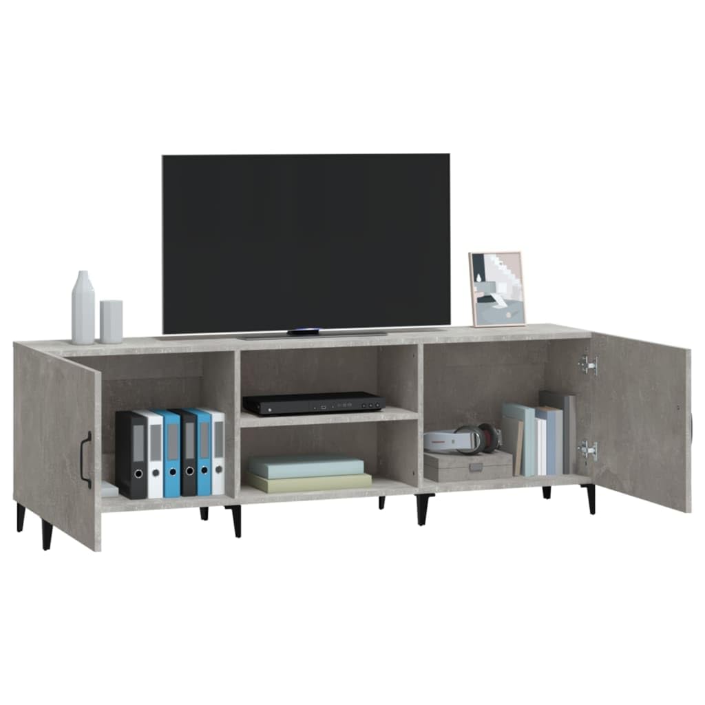 Szafka pod telewizor, szara betonowa, 150 x 30 x 50 cm, wytrzymały materiał drewnopochodny, konsola medialna z półkami, idealna do salonu, sypialni, stabilny stojak pod telewizor