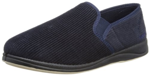 Padders Albert Men's Wide Fit Slip-On Memory Foam Slippers - Soft Textile Upper and Close Back Design with Wide G Fitting for Extra Room and Ultimate Comfort