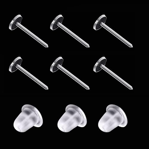 Cooplay 3Mm Invisible Plastic Earrings Blank Pins Stud Tiny Head Findings Diy Supplies Back Post Earnuts Pad Nickel Free (100) #TOP1