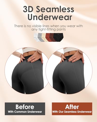 Kalapa Womens Underwear Seamless Full Coverage Breathable Briefs No Show Silky Stretch High Waisted Ladies Panties 6 Pack2