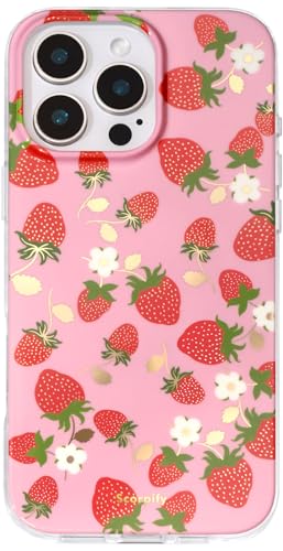 Coque iPhone 16 Pro Max MagSafe fleurie et fraise Scorpify fine