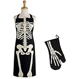 DII Halloween Basics Collection Kitchen, Apron Set, Skeleton 2 Piece