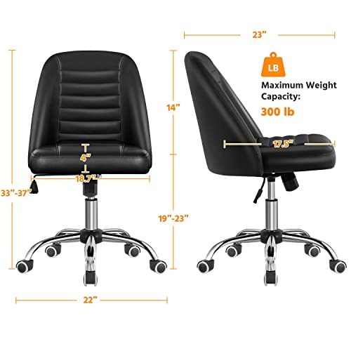 Topeakmart Faux Leather Office Desk Chair Mid Back Armless Swivel Task Chair Adjustable Seat Height Chair For Home, Office Black #TOP2