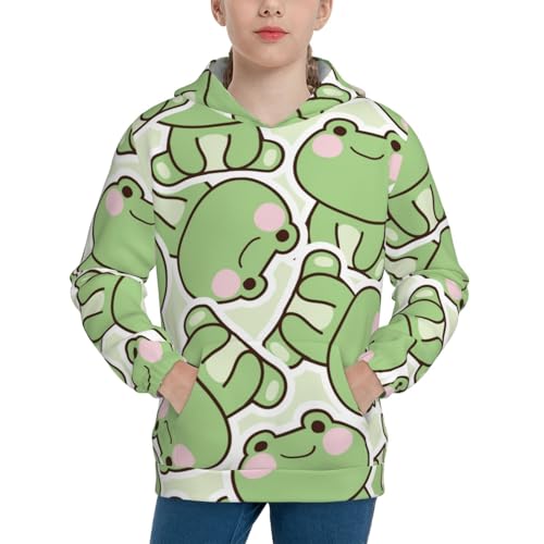 Cute Frog Kids Pullover Hoodies Boys Sweatshirts Girls Athletic Clothes with Pocket