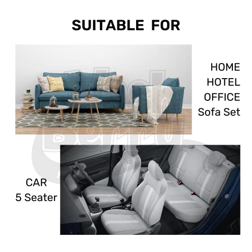 Image of Polyester Washable Car Seat Cover Non-Slip Mat Set of 3 for All Cars Sofa Pooja Aasan Use | Universal Size | Machine Washable Anti-Slip Car Mat for Front and Back Seats (Coffee Striped)