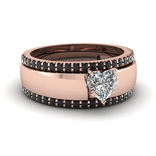 Bande de Diamants avec Bague Solitaire Cœur Bijoux Fantaisie Or Rose