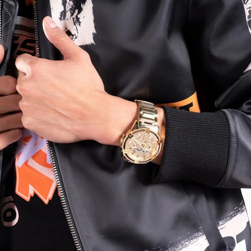 GUESS Stainless Steel Analog Beige Dial Men's Watch-Gw0497G2, Band_Rose Gold - Image 6