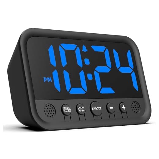Small LED Digital Clock for Bedroom, Loud Alarm Clock for Heavy Sleepers Adults, Teens | Plug-In Electric Desk Clock | Simple Bedside Nightstand Clock with Adjustable Volume/Brightness/Snooze โ Blue