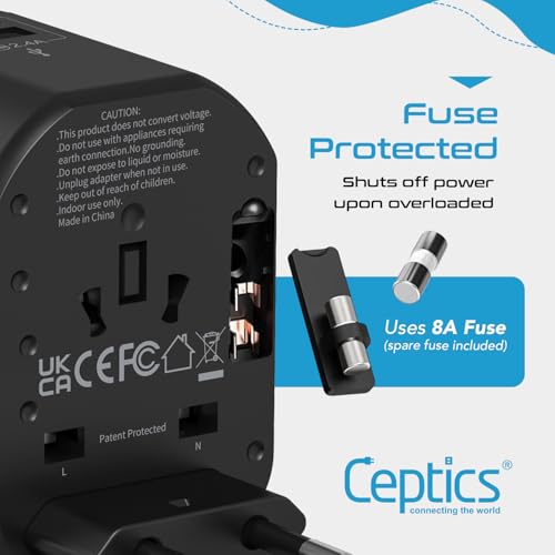 Ceptics-Universal-Travel-Adapter-3-in-1-International-Travel-Adapter-Universal-Adapter-Plug-Socket2-X-USB-Max-Fast-ChargingLifetime-Limited-WarrantyBlack