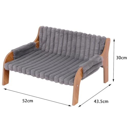 NICEME Elevated Wooden Cat Sofa Bed, Small Raised Cat Furniture with Replaceable Washable Warm/Cool Cushions for Indoor Cats (Grey, S) - Image 9