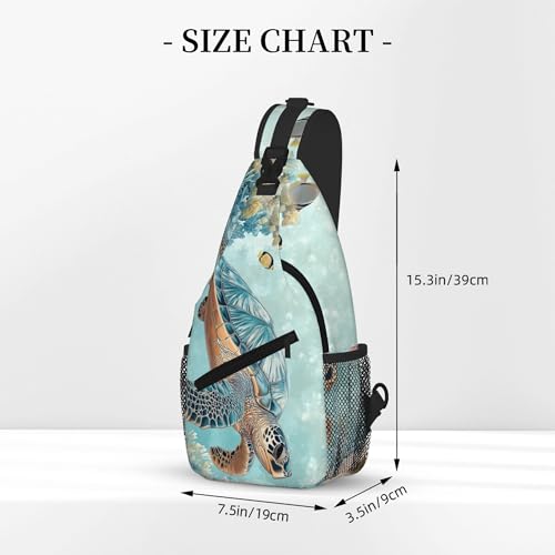 Image of SUPLUCHOM Sling Bag Turtle Sea Coral Ocean Hiking Daypack Crossbody Shoulder Backpack Travel Chest Pack for Men Women