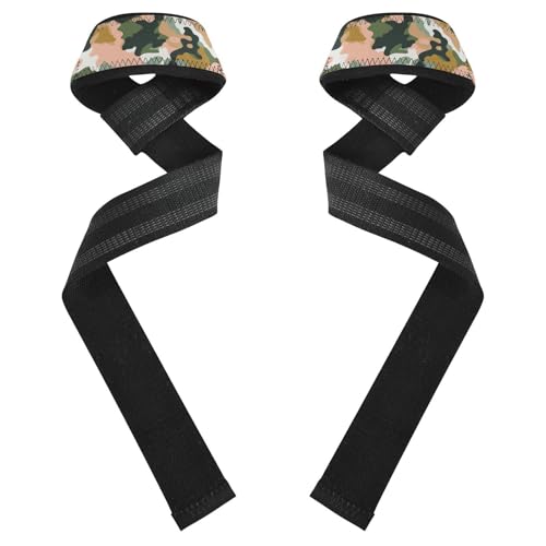 Nander Military Green Camouflage Wrist Straps for Weightlifting,Lifting Straps with Neoprene Cushioned Wrist Padded and Anti-Skid Silicone for Strength Training,Bodybuilding,Deadlifting