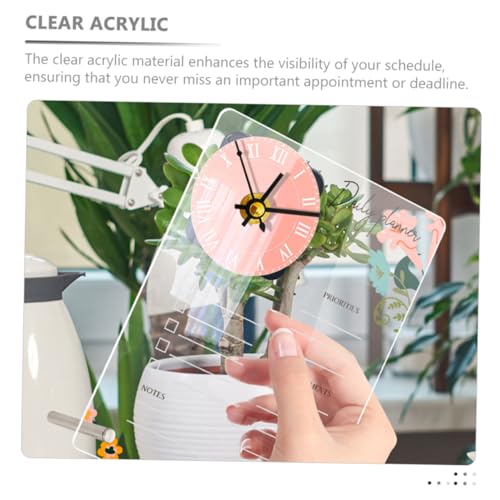 Pizarra white acrílica de notas borrable con reloj PRETYZOOM y tablero decorativo 3