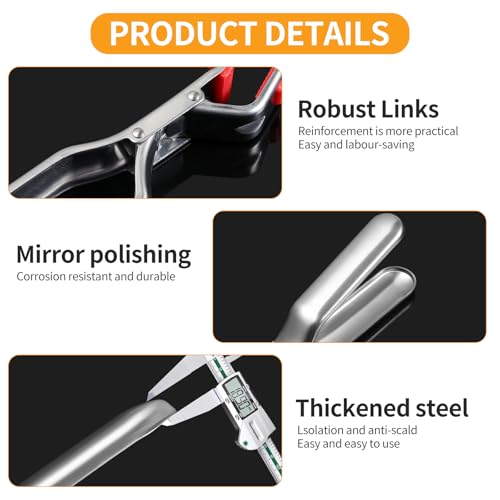 2 piezas Pinzas Antiescaldaduras para Freidora de Aire y Horno - Platos Pizza Antideslizantes con Agarres de Acero Inoxidable, Accesorios de Cocina Seguros para Recipientes Calientes y Air Fryer - imagen 3